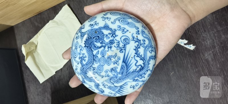 清 青花龙凤纹印盒 - 图2